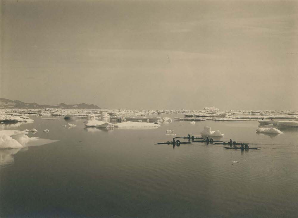 Kayakers near Ammassalik, 1890s