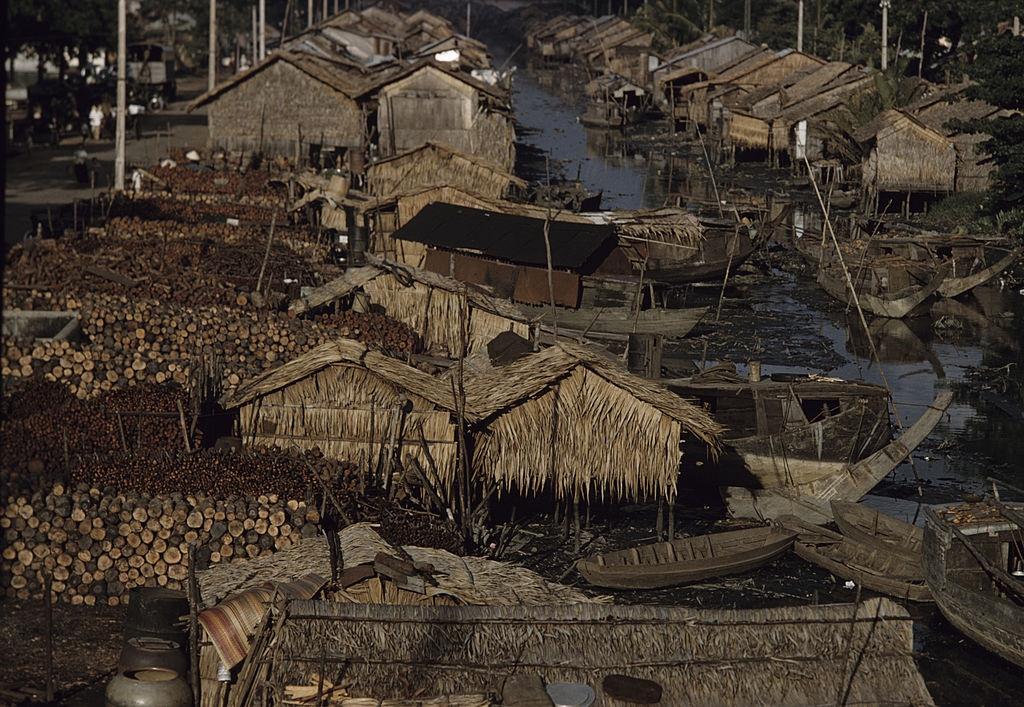 House with walls and roofs of leaves in Cholon, 1961.
