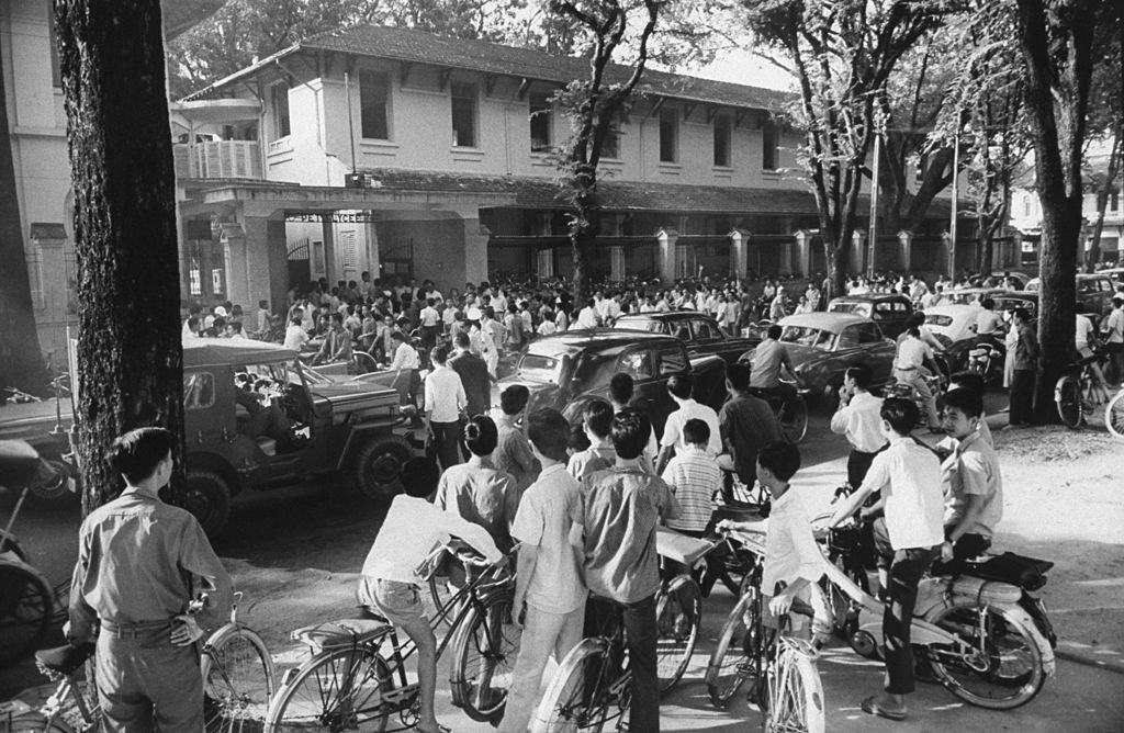 Demonstration by high school students against the Diem government, 1963.