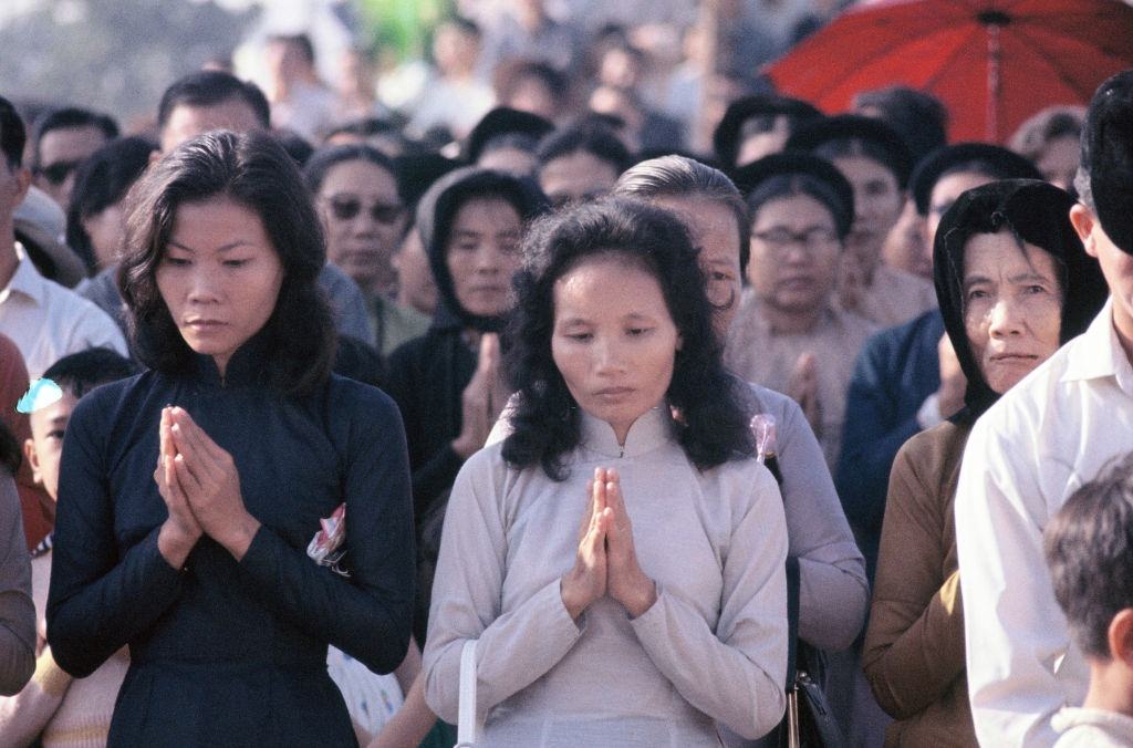 Vietnamese Buddhists pray on January 22, 1965 in Saigon.