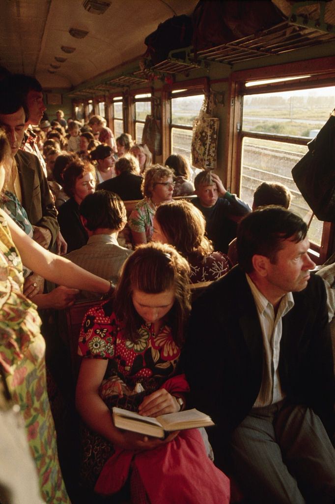 Sightseers Returning From Pushkin to Leningrad by Train, 1975.