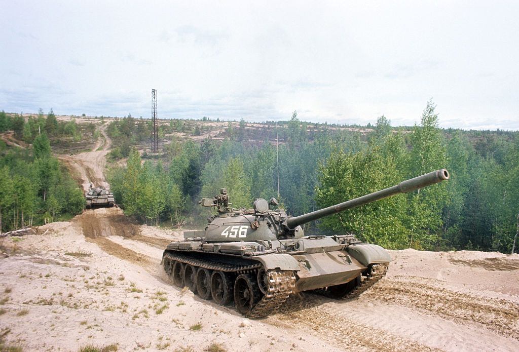 Tanks of the Leningrad Military District during the Sever drill in Leningrad, 1976.