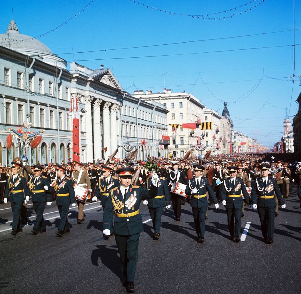 Leningrad Garrison Orchestra during the Victory Day Parade in Leningrad on May, 9, 1978.