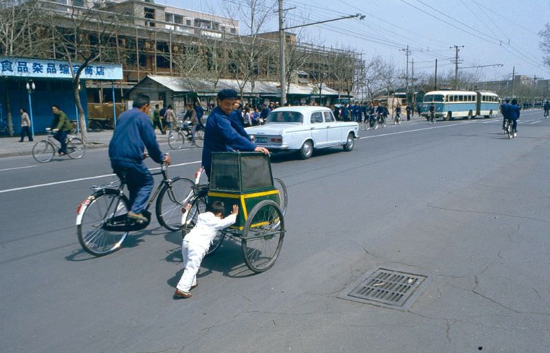 Pushing the bicycle