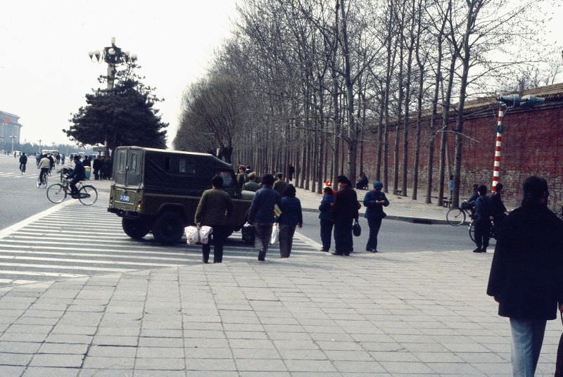 Army truck. Walking from the Beijing Hotel to the Forbidden City, along the Avenue of Eternal Peace