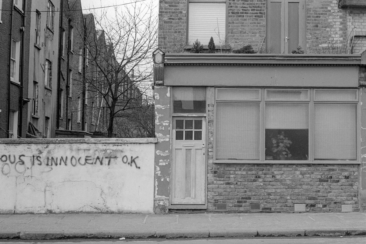 G Davis Is Innocent O.K., Mornington Crescent area, Camden, 1980