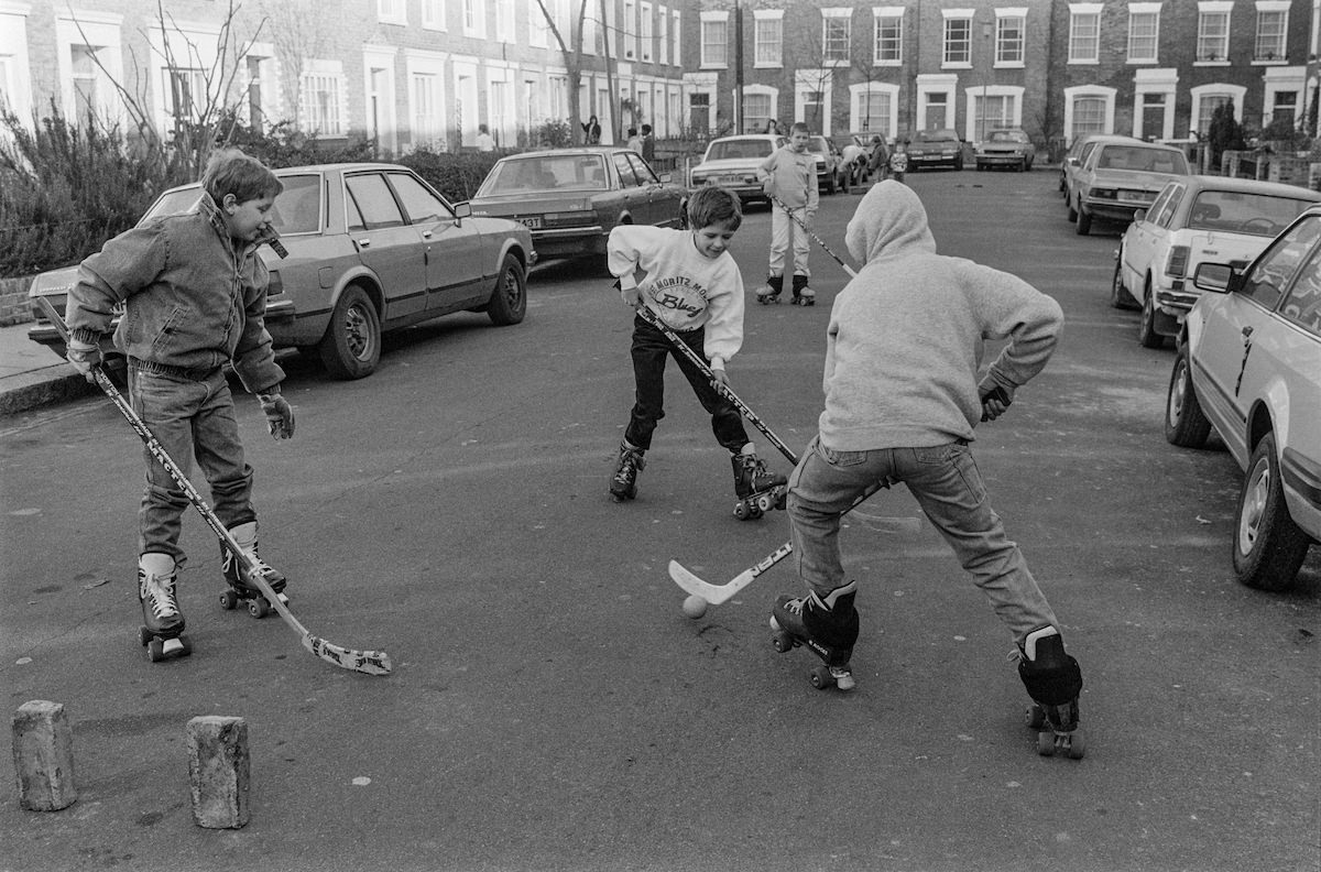Hockey, St Leonard’s Square, Kentish Town, Camden, 1986