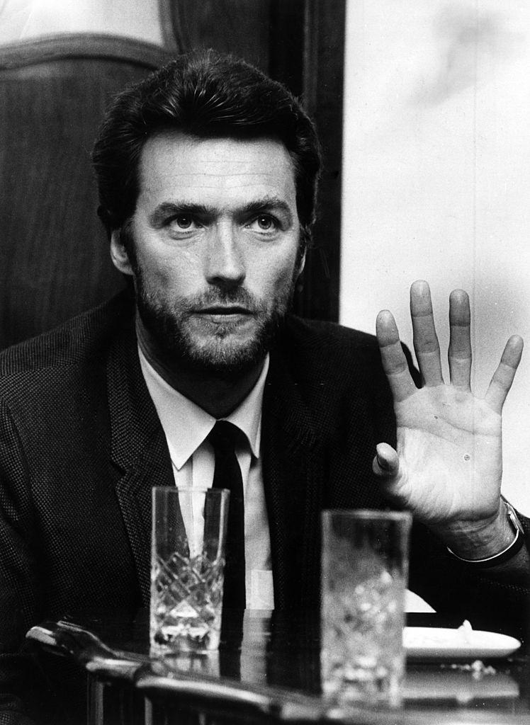 Clint Eastwood taking part in a press conference, 1960.