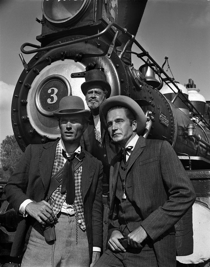 Clint Eastwood with Paul Brinegar and Eric Fleming, 1960.