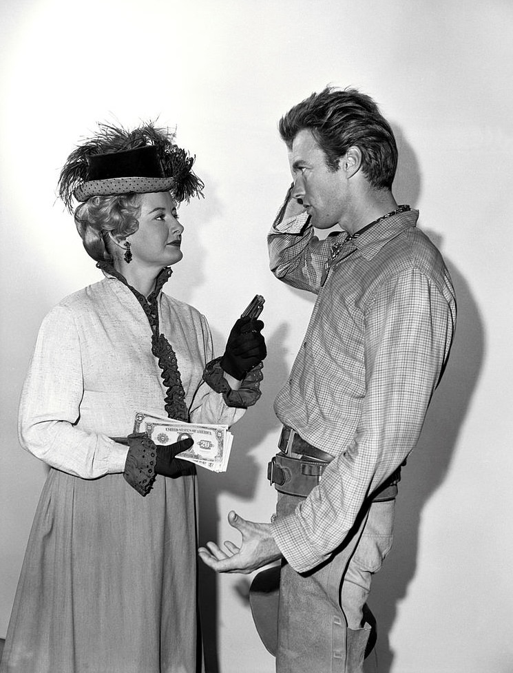 Clint Eastwood with Constance Ford, 1962.