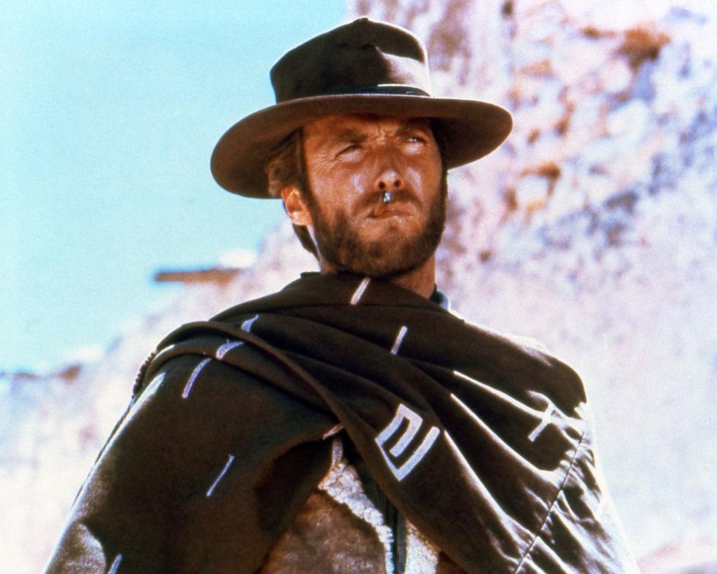 Clint Eastwood wearing a brown hat and poncho in a publicity portrait issued for the film, 'A Fistful of Dollars', 1964.
