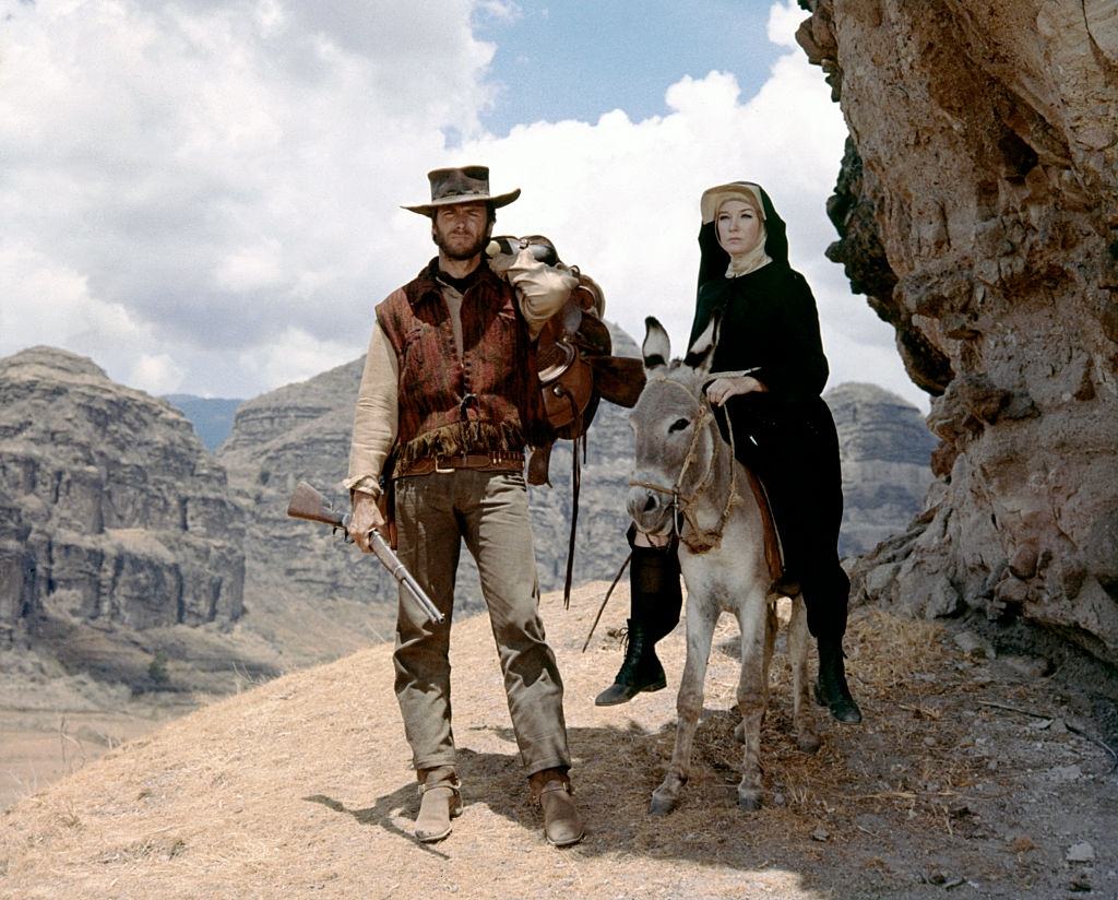 Clint Eastwood and Shirley MacLaine on the set of 'Two Mules for Sister Sara', 1970.