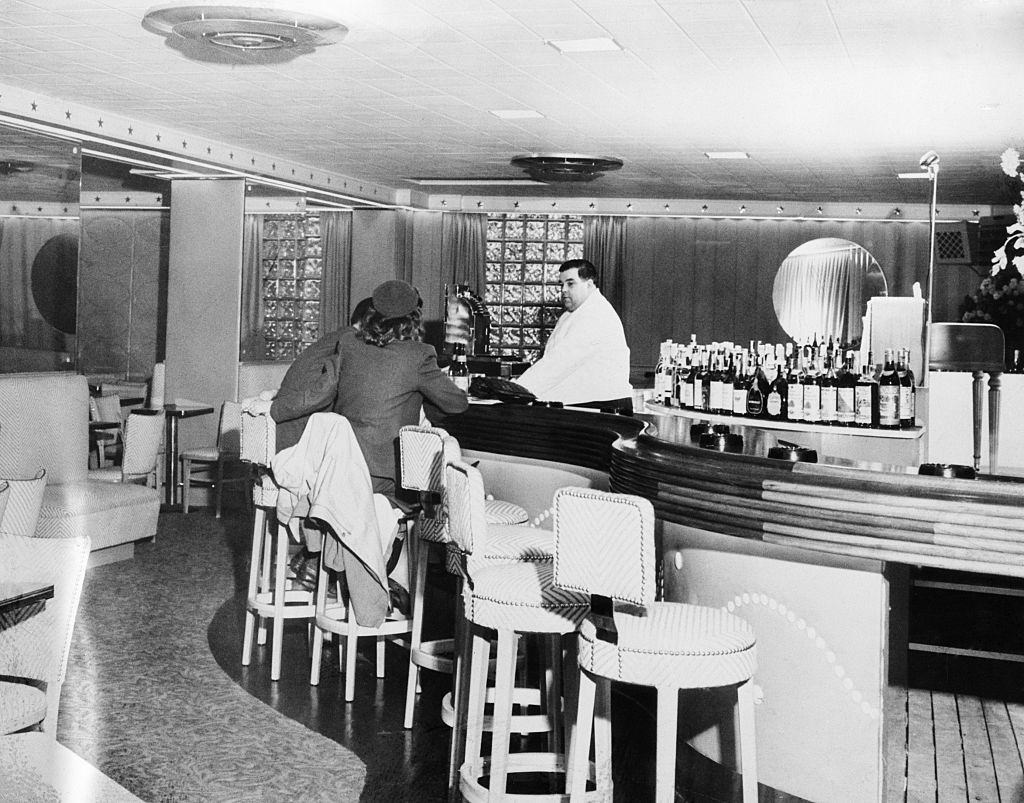 Melody Lounge bar in the Cocoanut Grove night club, was taken after its opening, before roaring flames swept throught the club Saturday night.