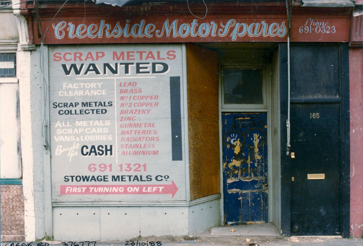 Creekside Motor Spares, Creek Rd, Deptford, 1988