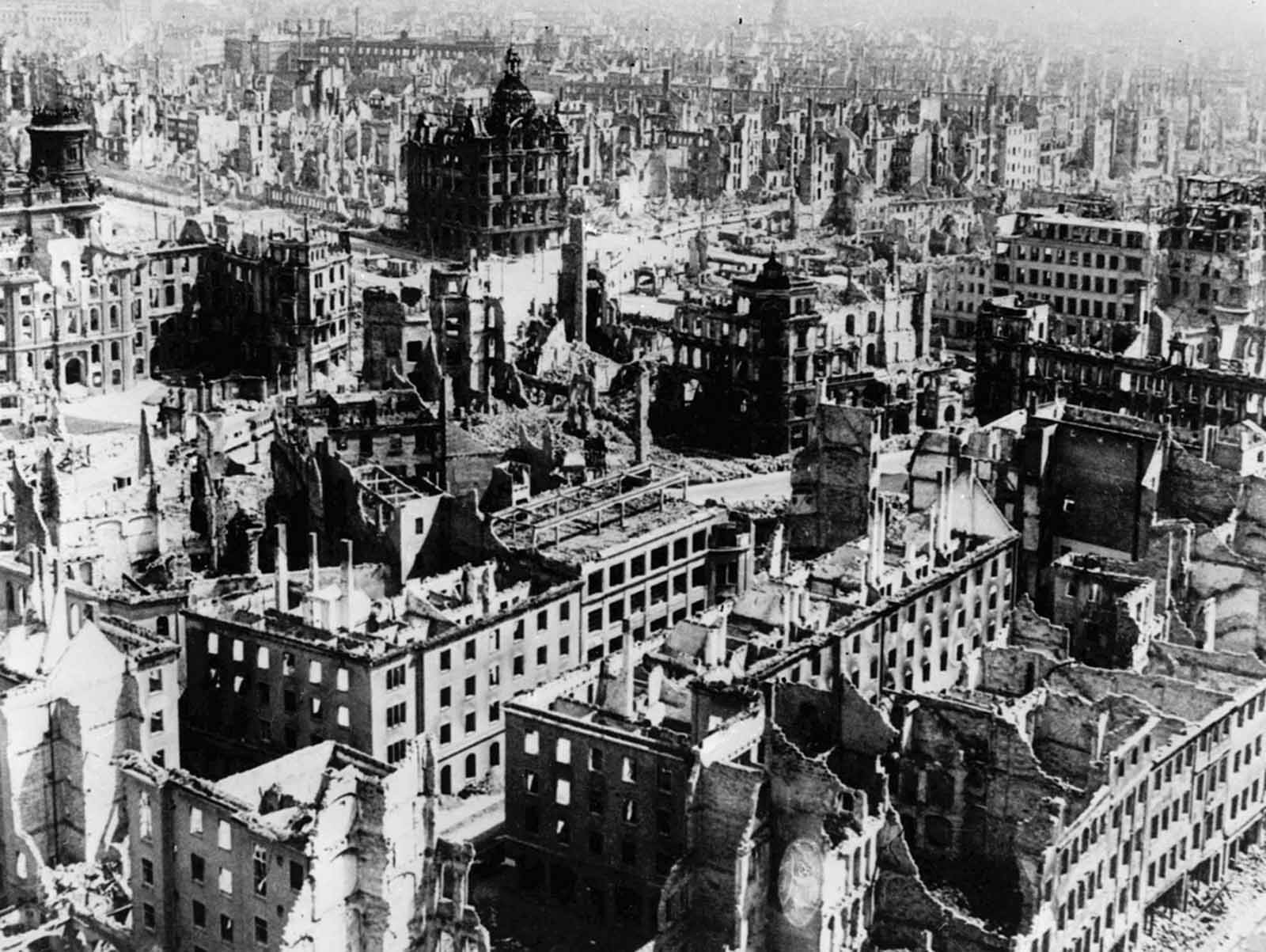 The demolished city of Dresden.