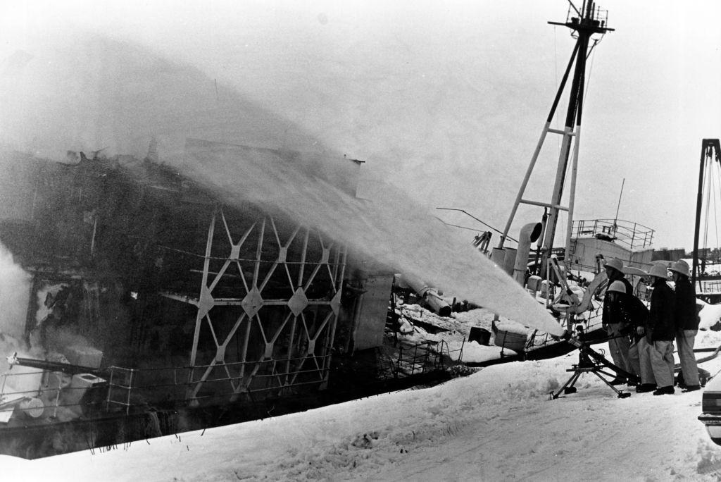 Snow scenes at Tees Marine Dry Dock. 14th February 1978.