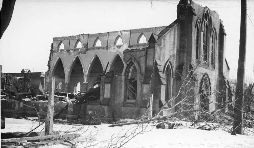 A church destroyed in the explosion.