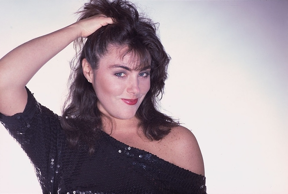 Laura Branigan Wearing a Sequined Blouse, 1983.