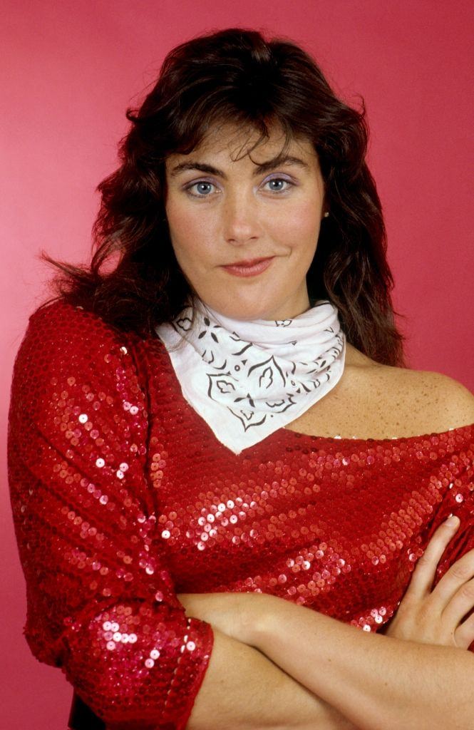 Laura Branigan in red dress, 1984.