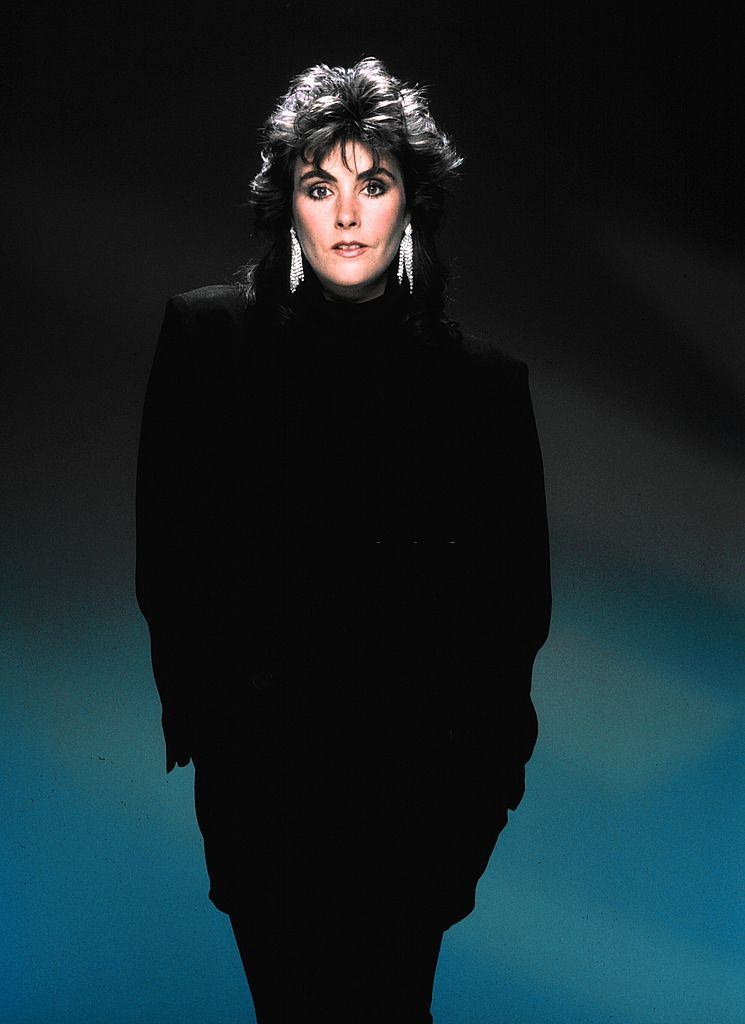 Laura Branigan in black dress, 1985. 