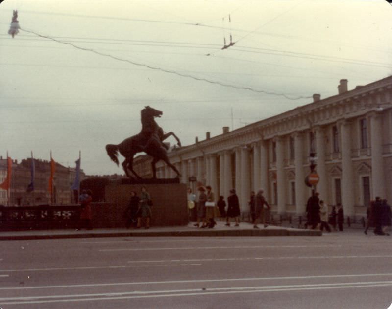 Nevsky Prospekt, Anichkov Bridge, Leningrad, 1977