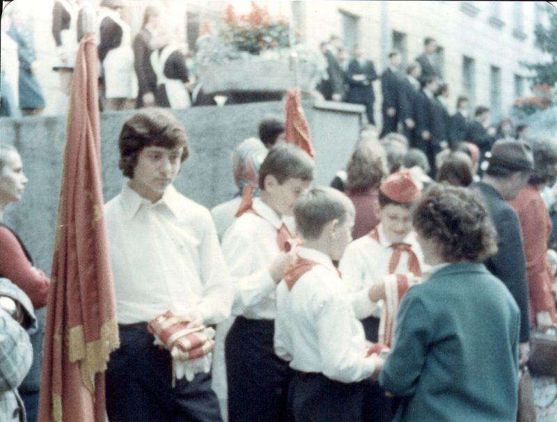 First day of school, Grodnenskii pereulok, down the street from the Residence, Leningrad, 1976