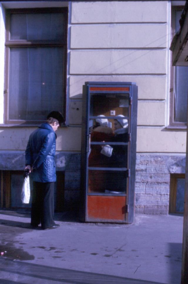 Soviet telephone booth, Leningrad, 1977