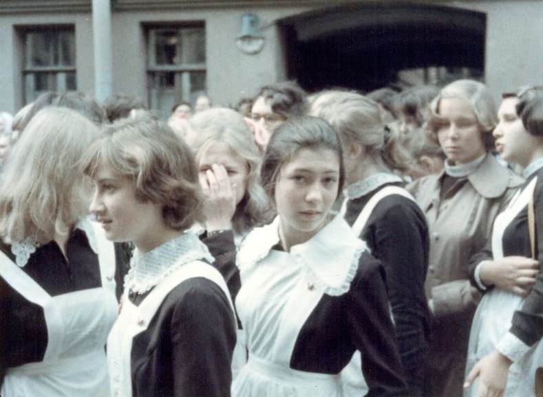 First day of school, Grodnenskii pereulok, down the street from the Residence, Leningrad, 1976