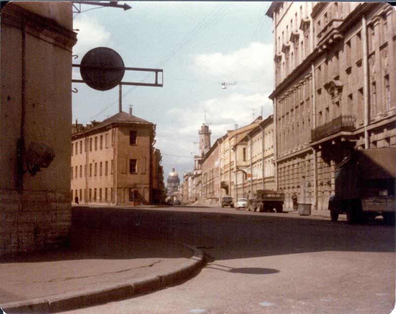 St Isaac's Cathedral visible in distance, Leningrad, circa mid-1970s