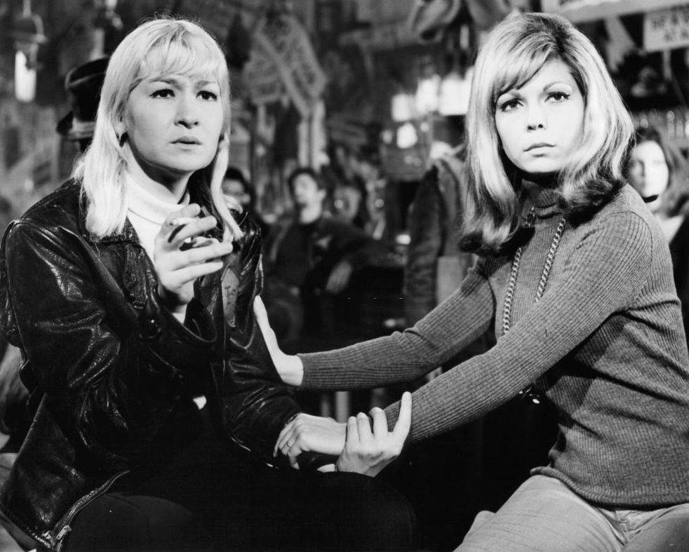 Nancy Sinatra with Diane Ladd in the movie 'The Wild Angels', 1966.