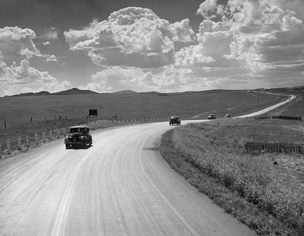 Car driving from Omaha Nebraska to Salt Lake City Utah on Highway 30.