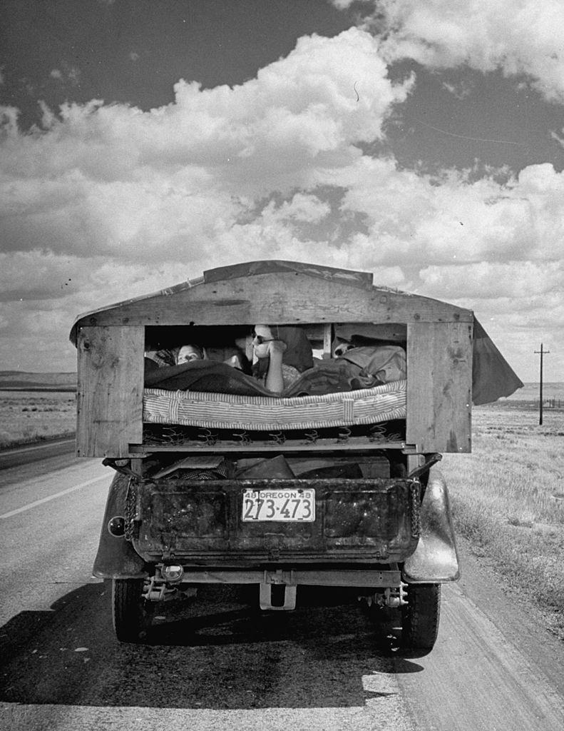 Family driving from Omaha, Nebraska to Salt Lake City, 1948.