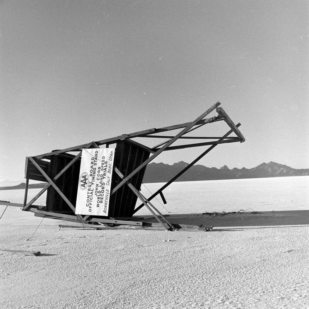 Contest board stand on the ground, Salt Lake City, June 1948.