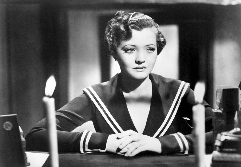 Sylvia Sidney on the set of 'Sabotage', 1936.