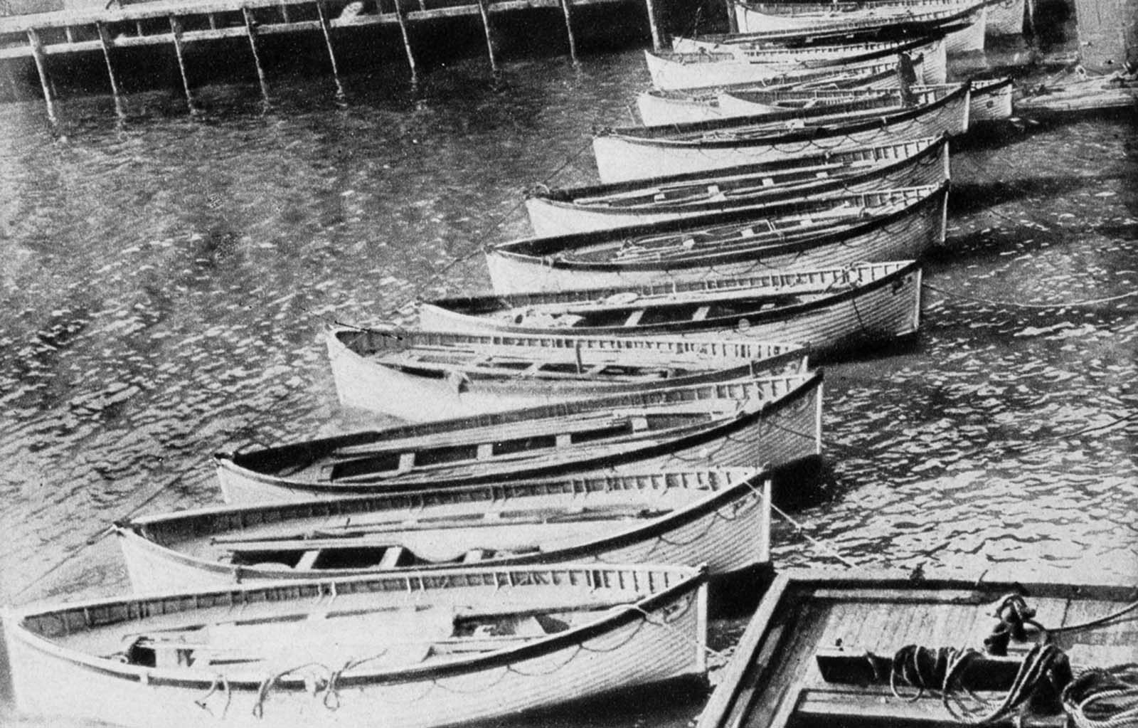 The Titanic’s lifeboats are returned to the berth of the White Star Line in New York.