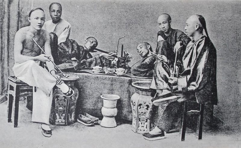 Chinese pipe and opium smokers, Hong Kong