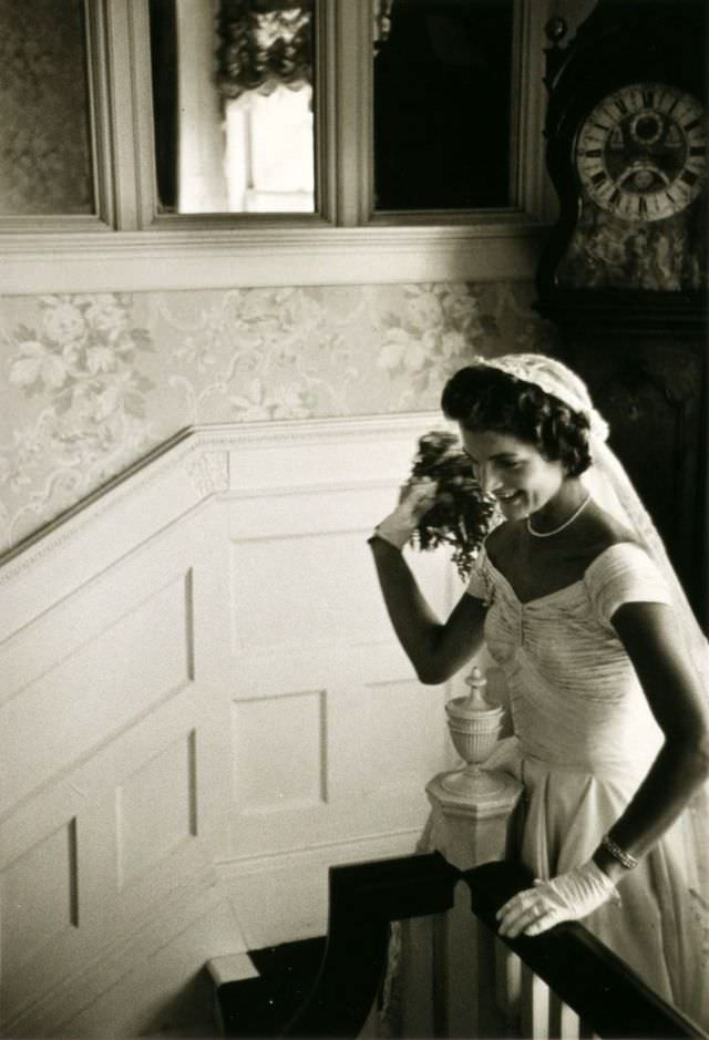 Jacqueline Bouvier on her wedding day, 1953