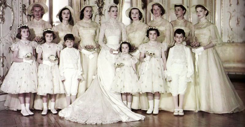 Grace Kelly with her wedding party, 1956