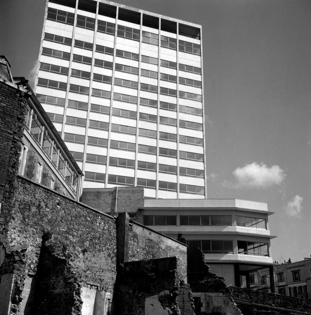 A new and unoccupied block of flats in Bristol, 1967.