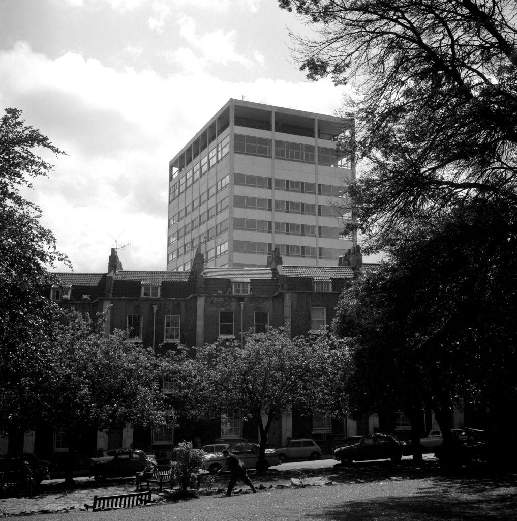 A new and unoccupied block of flats in Bristol, 1967.