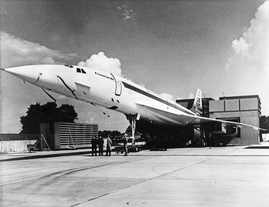 The British Concorde 002 prototype is rolled out from its hanger in which it has been built at the Filton, Bristol, 1969.
