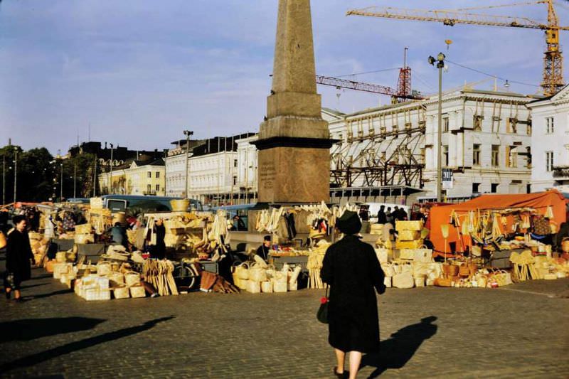 Baskets in Helsinki market, 1968