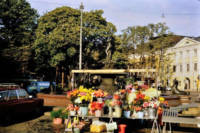 Flowers in Helsinki market, 1968