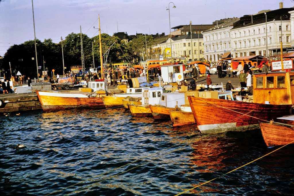 Fishing boats, Helsinki Market, 1960s