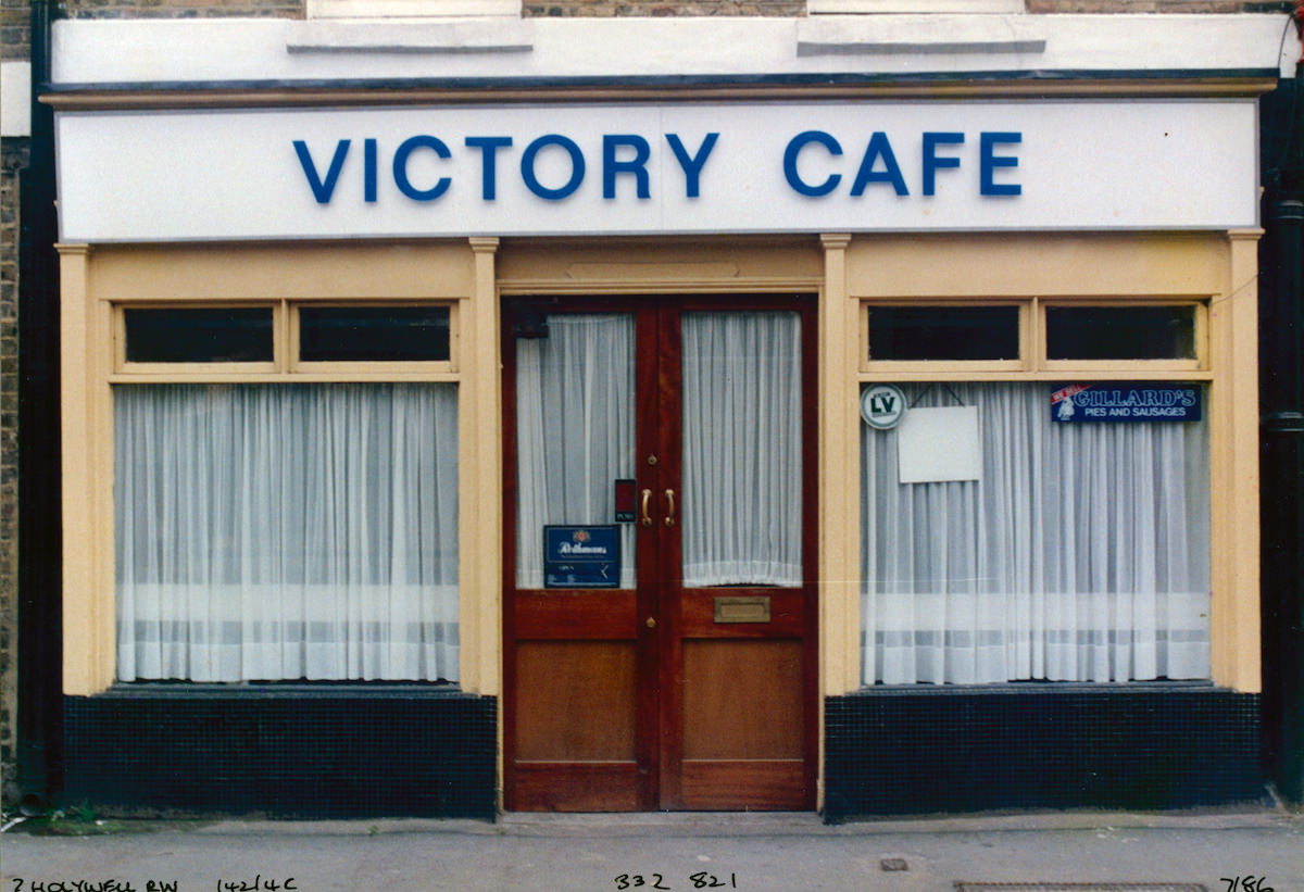 Victory Cafe, Holywell Street, Shoreditch, Hackney, 1986