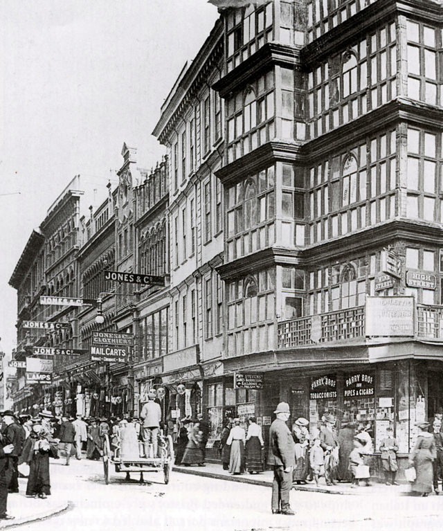 The Dutch House on the corner of Wine Street and High Street, Bristol, 1884