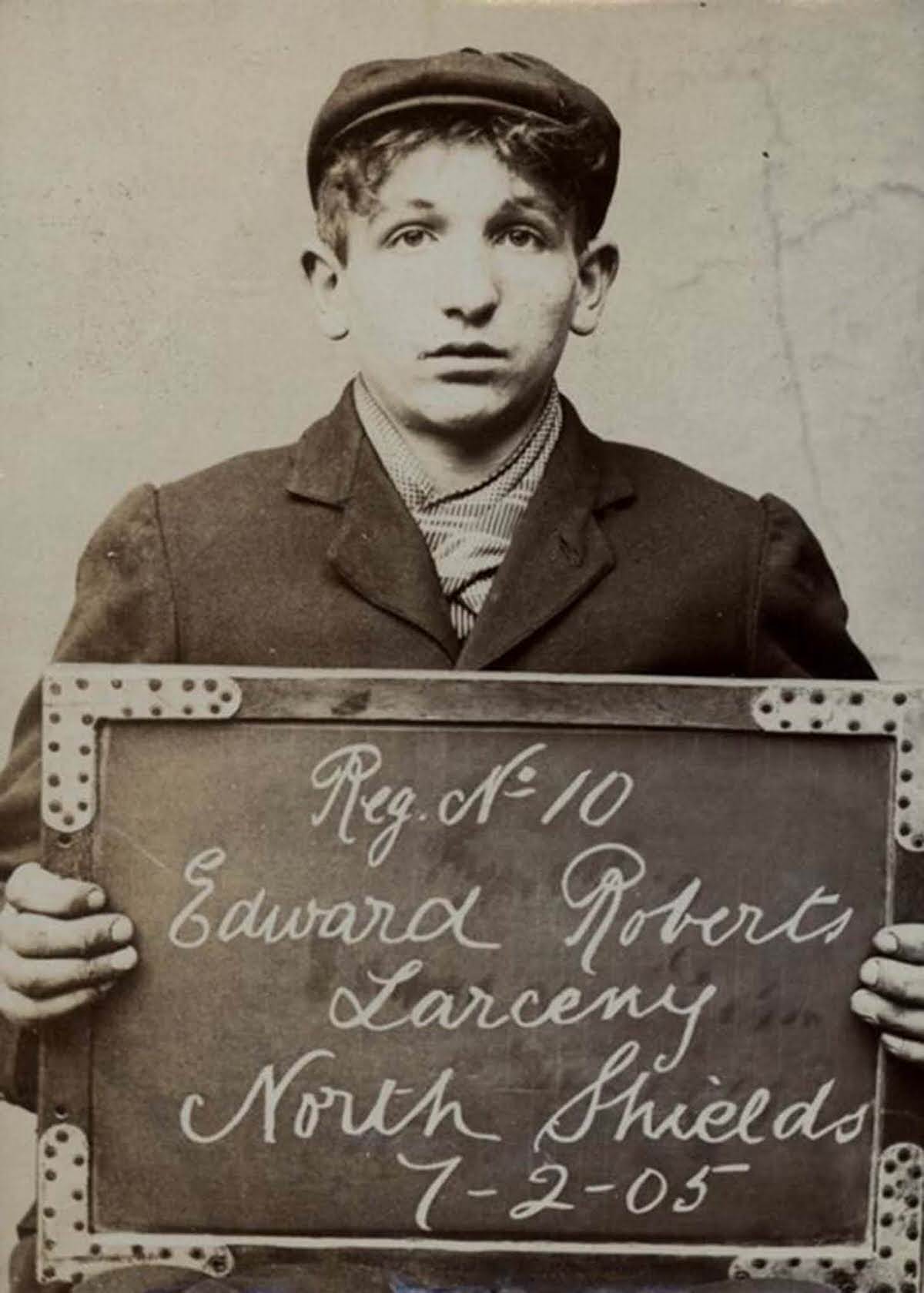 Edward Roberts, 19, arrested for stealing from a gas meter, 1905.