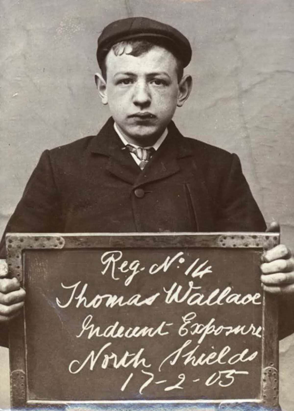 Thomas Wallace, 18, arrested for indecent exposure, 1905.