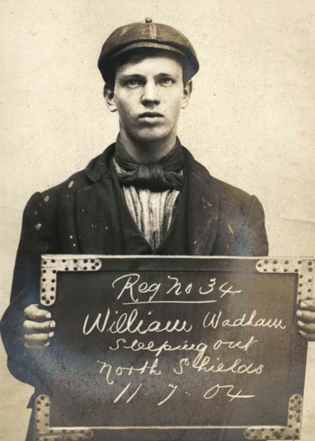 William Wadham, age unknown, arrested for sleeping outdoors, 1904.
