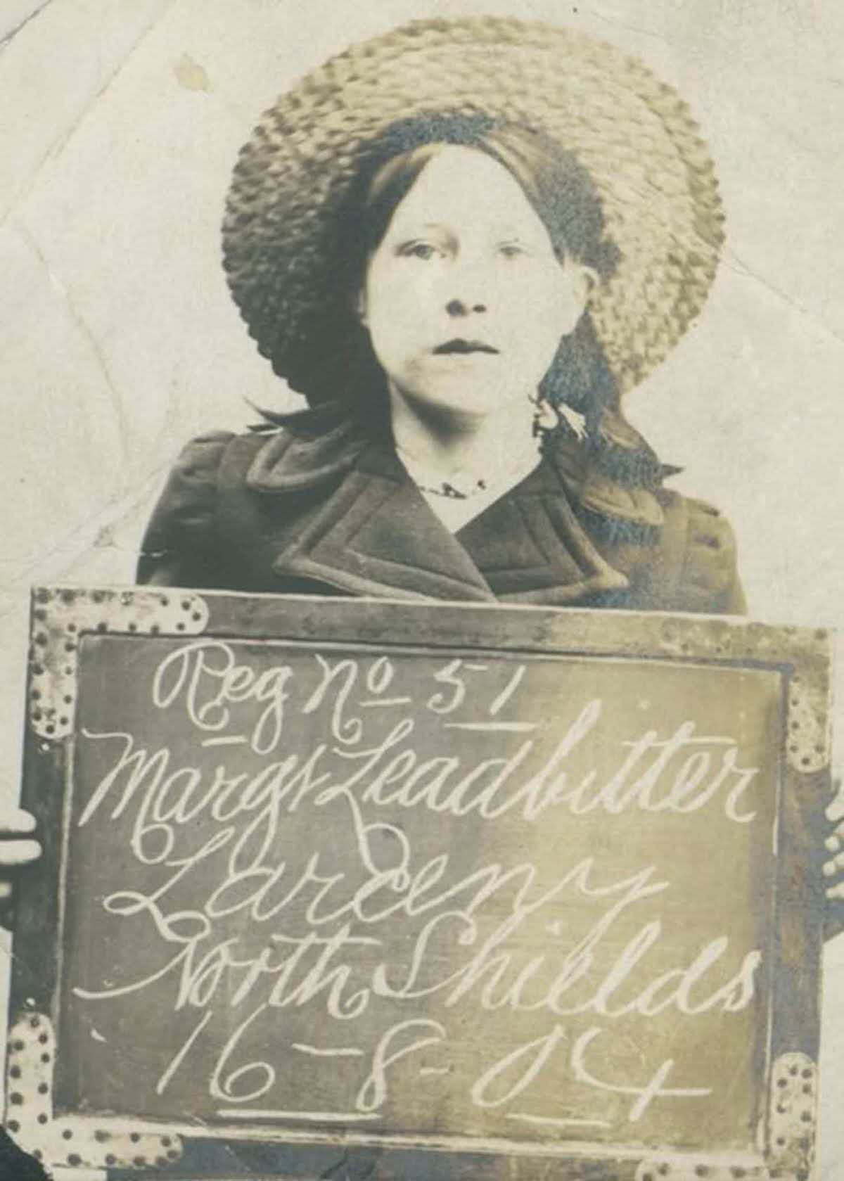 Margaret Leadbitter, 12, arrested for stealing money from other children, 1904.